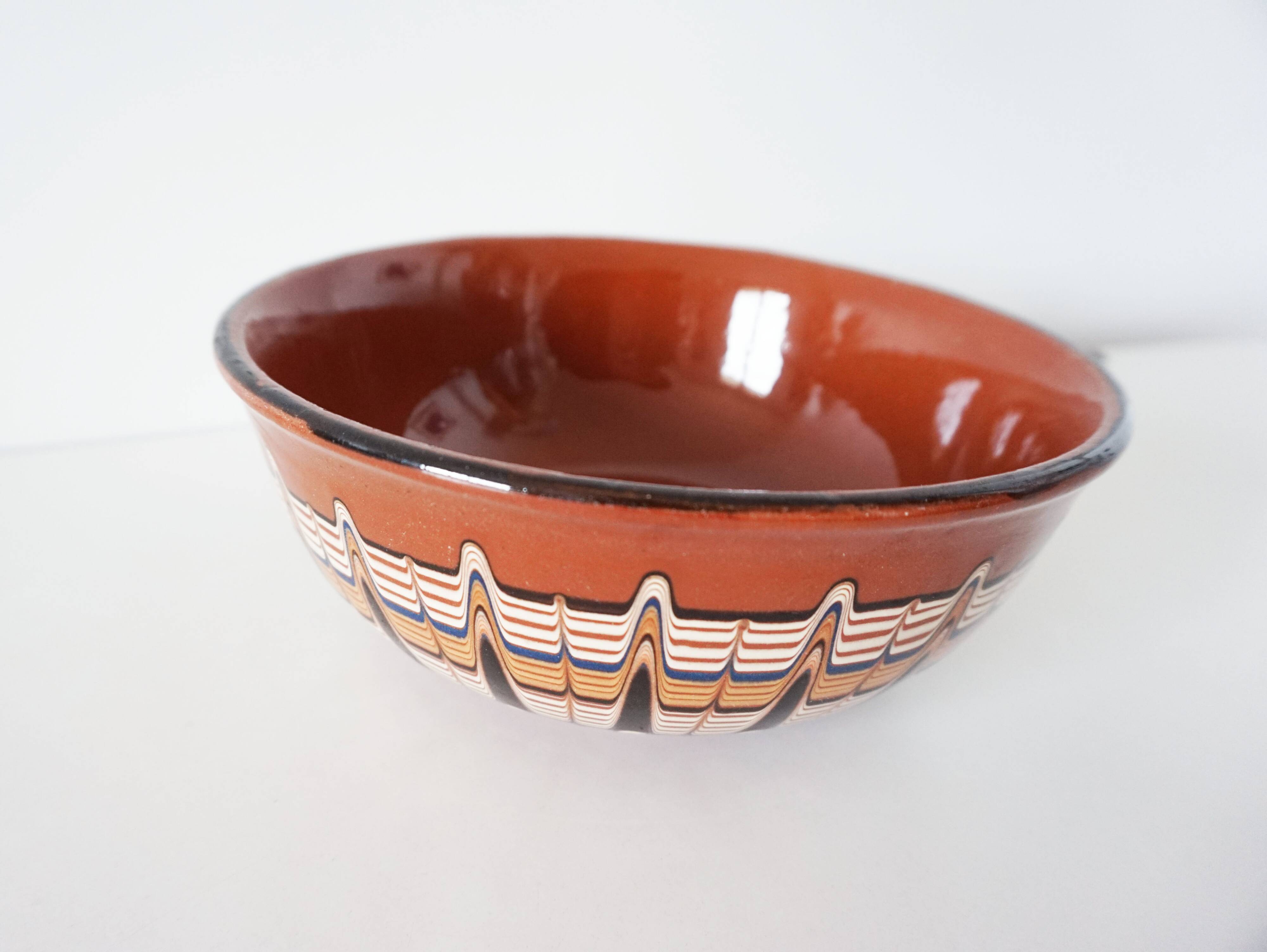 Terracotta salad bowl Bulgaria folk art