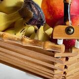 Chic folding table basket wood and bamboo vintage