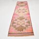 3x11 Pink and Brown Rare Colors Runner Rug, Wool Kilim Rug, 94x320Cm