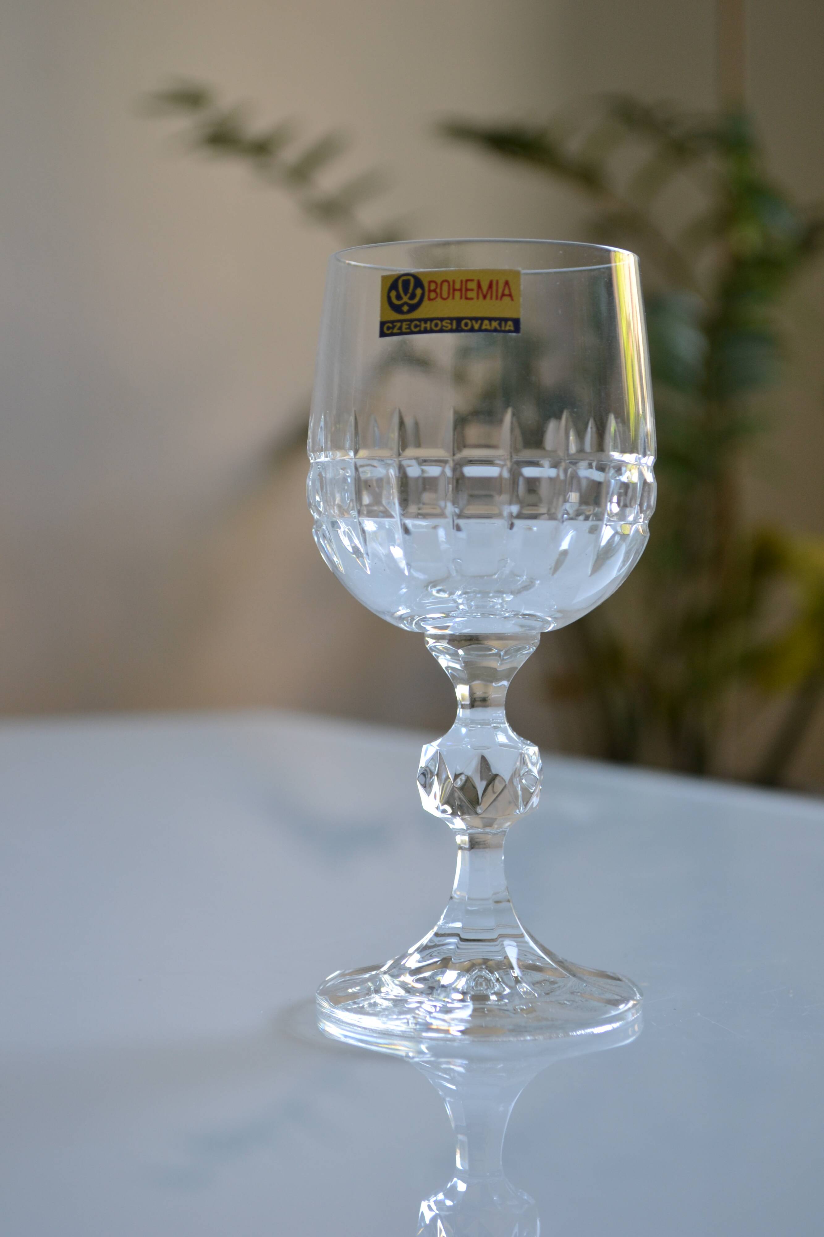 6 port glasses in Bohemian crystal Czechoslovakia