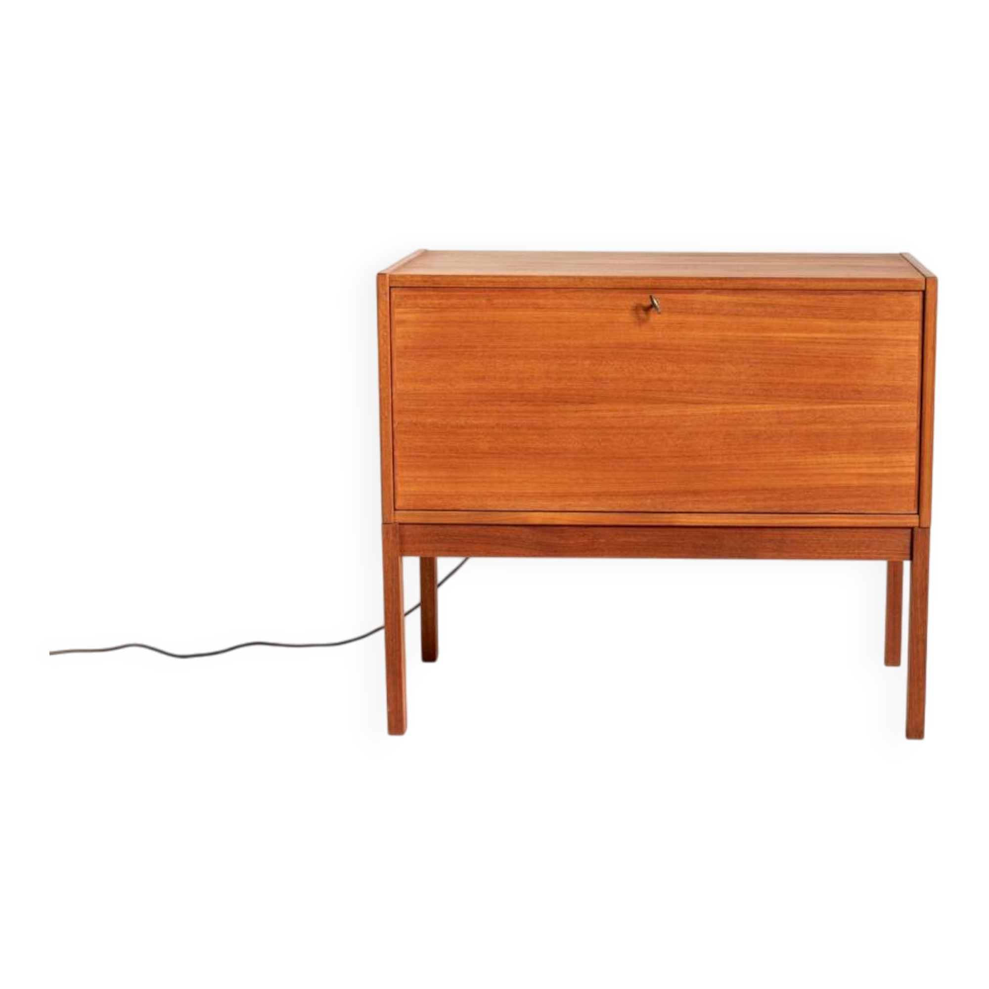 Teak Bar Cabinet with Drop-Down Door, Scandinavia, 1960s