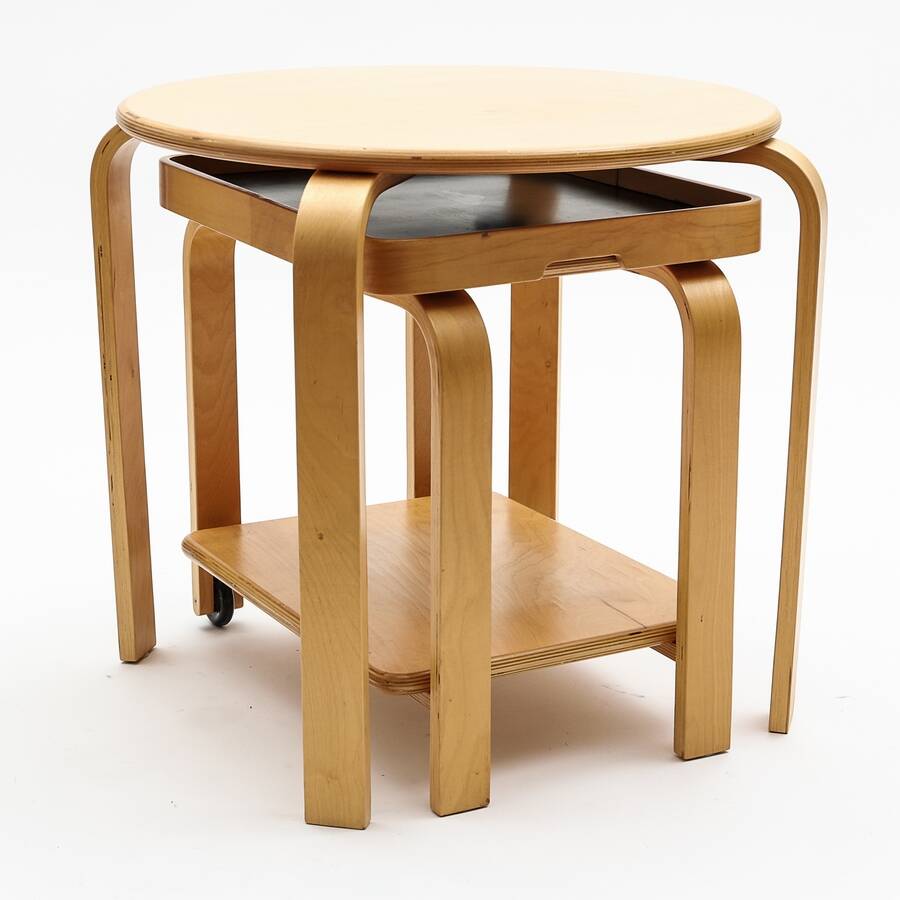 Ikea Vintage Brunabo plywood nesting table - trolley from the eighties