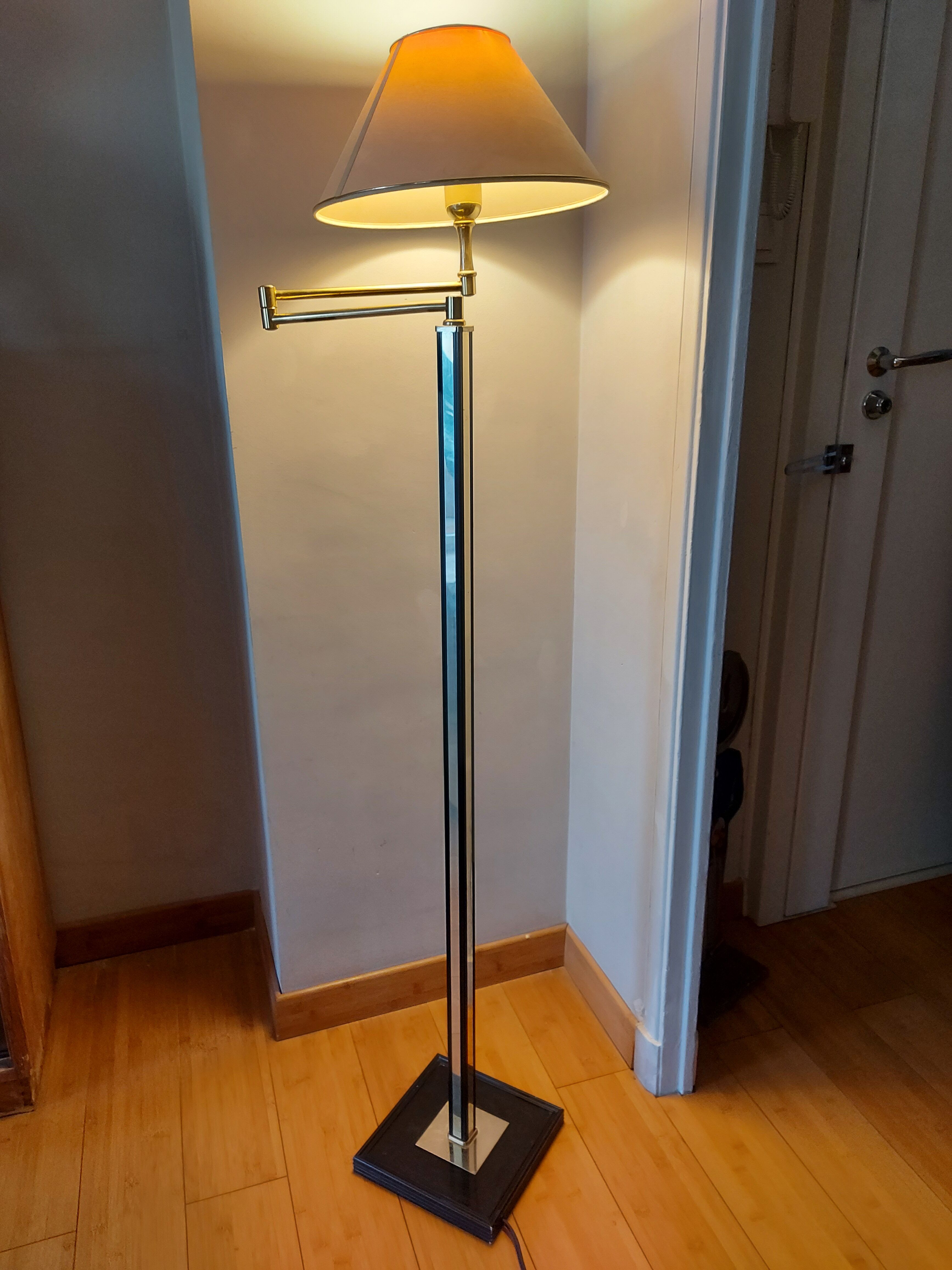 Vintage reading floor lamp in gold metal