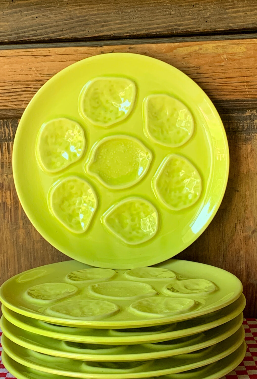 Anise green oyster plates Niderviller 1960