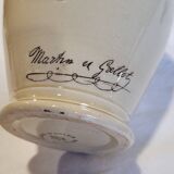 Antique iron-rich earth bottle from Saint Uze, ceramic carafe jug.