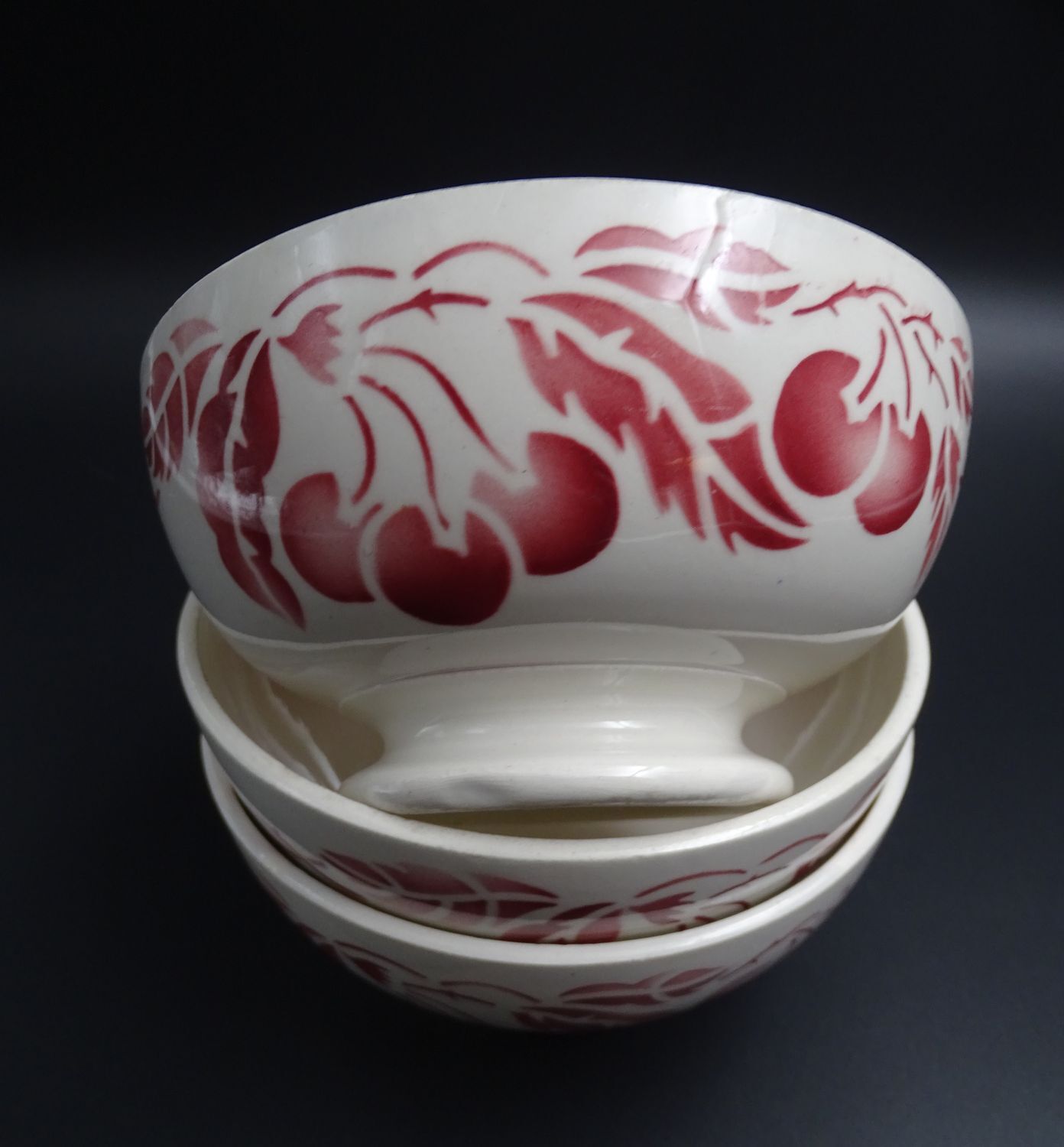 Lot of 3 bowls in Digoin faience 1940