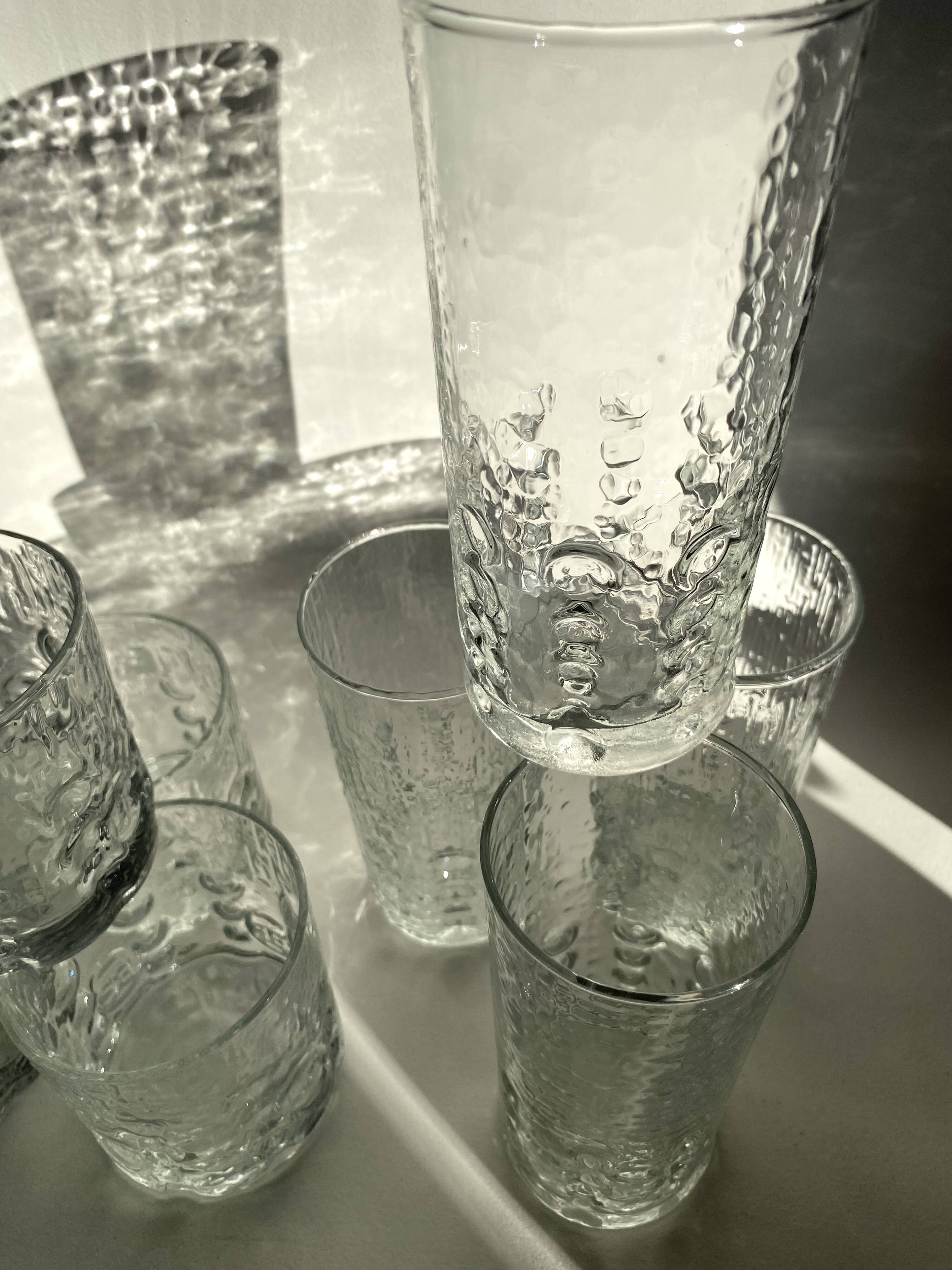 Set verres reliefs BP années 70
