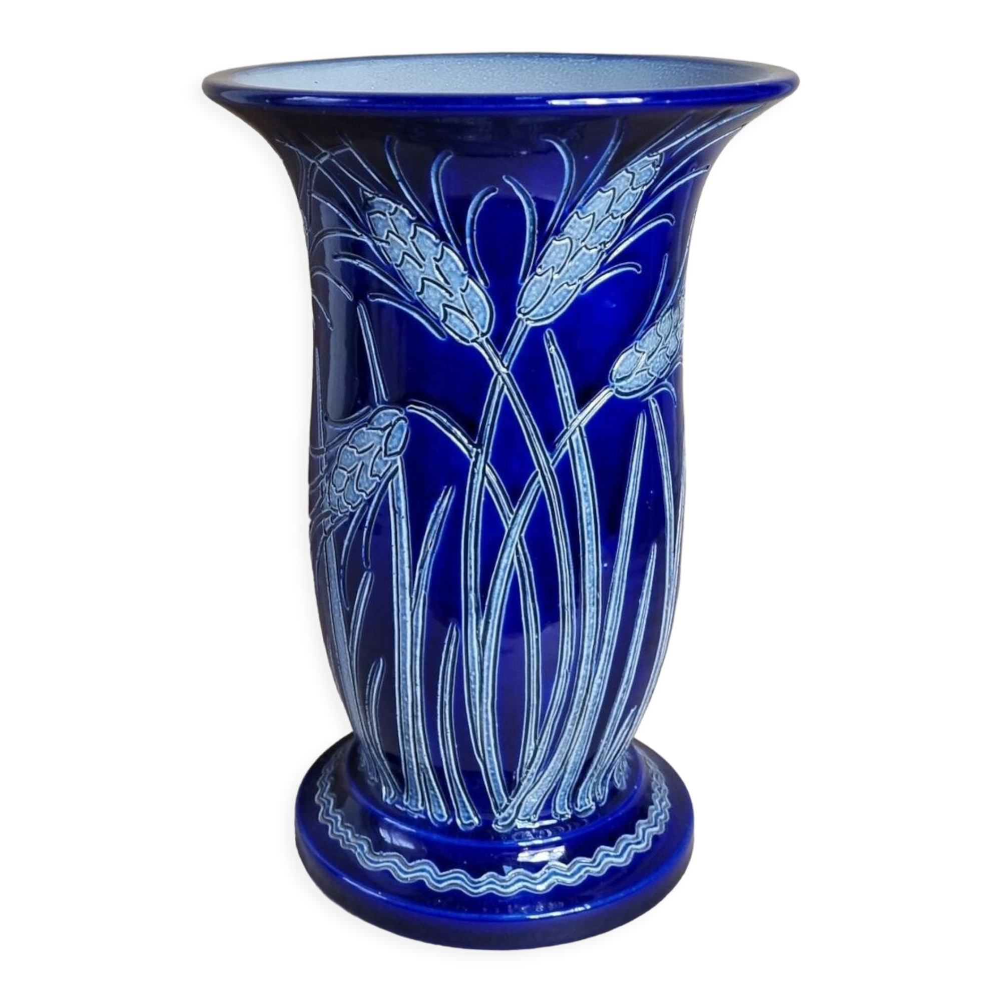 Blue-decorated stoneware vase Marcel Schmitter Betchdorff