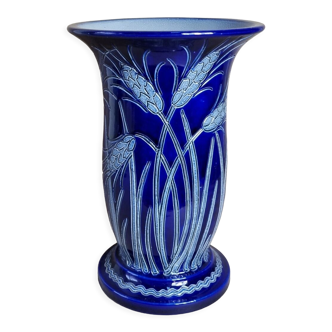 Vase grès décor bleu Marcel Schmitter Betchdorff