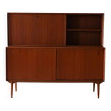Danish vintage sideboard with drop-down door and sliding panels