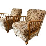 Ensemble de 2 fauteuils/sièges club vintage en bois