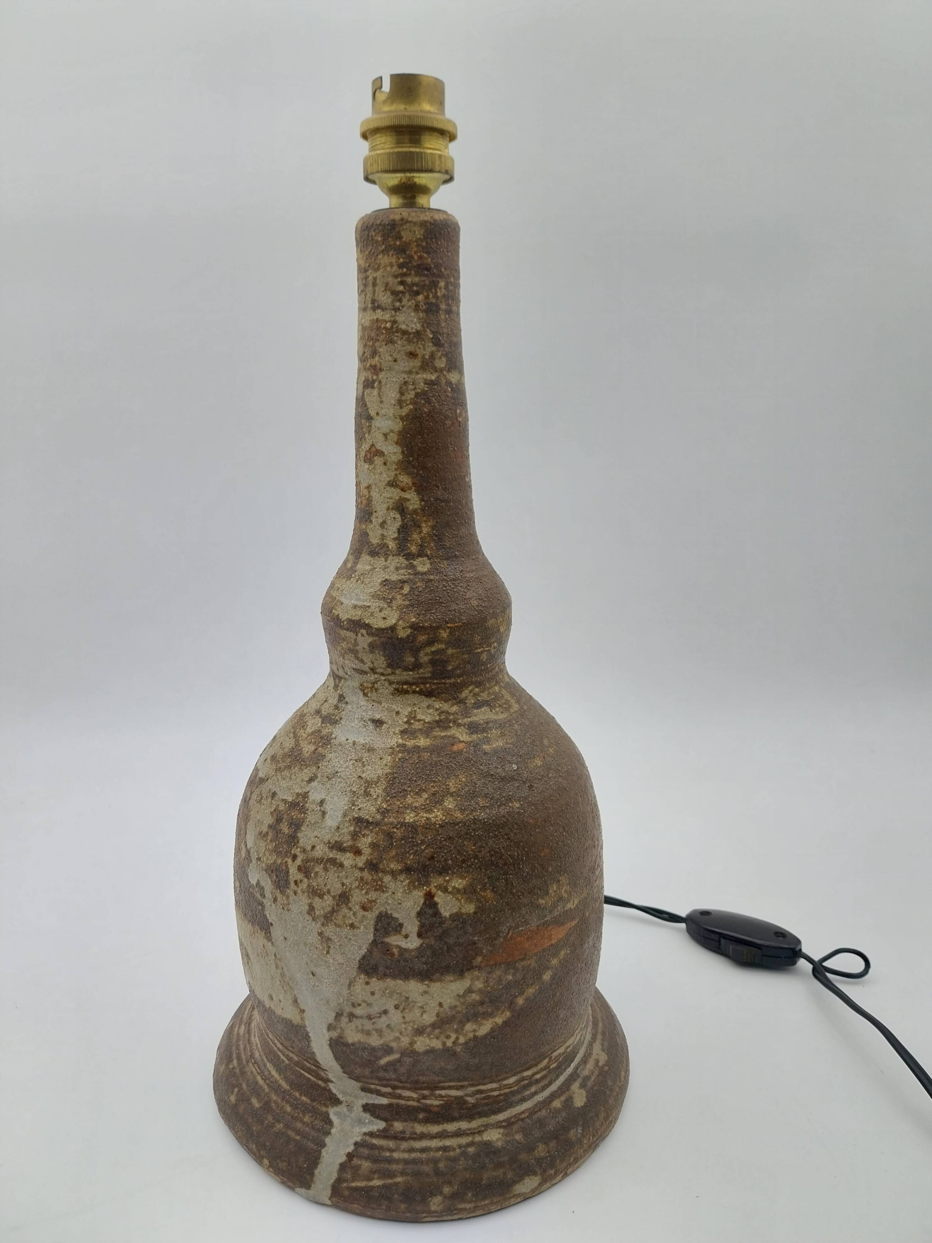 Vintage chamotte earthenware lamp unsigned