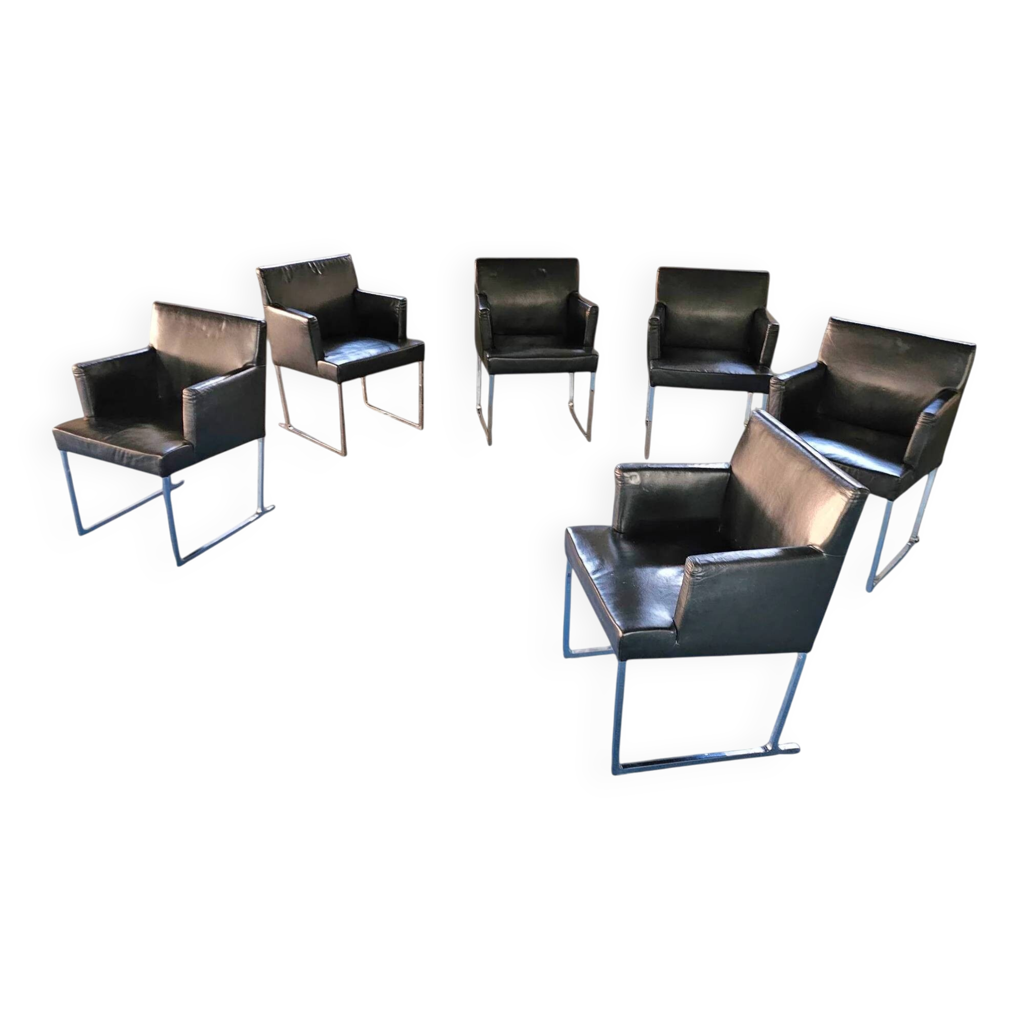 6 x Solo chair by Antonio Citterio for B&B Italia / Black leather