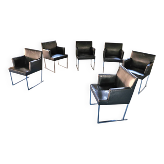 6 x Solo chair by Antonio Citterio for B&B Italia / Black leather
