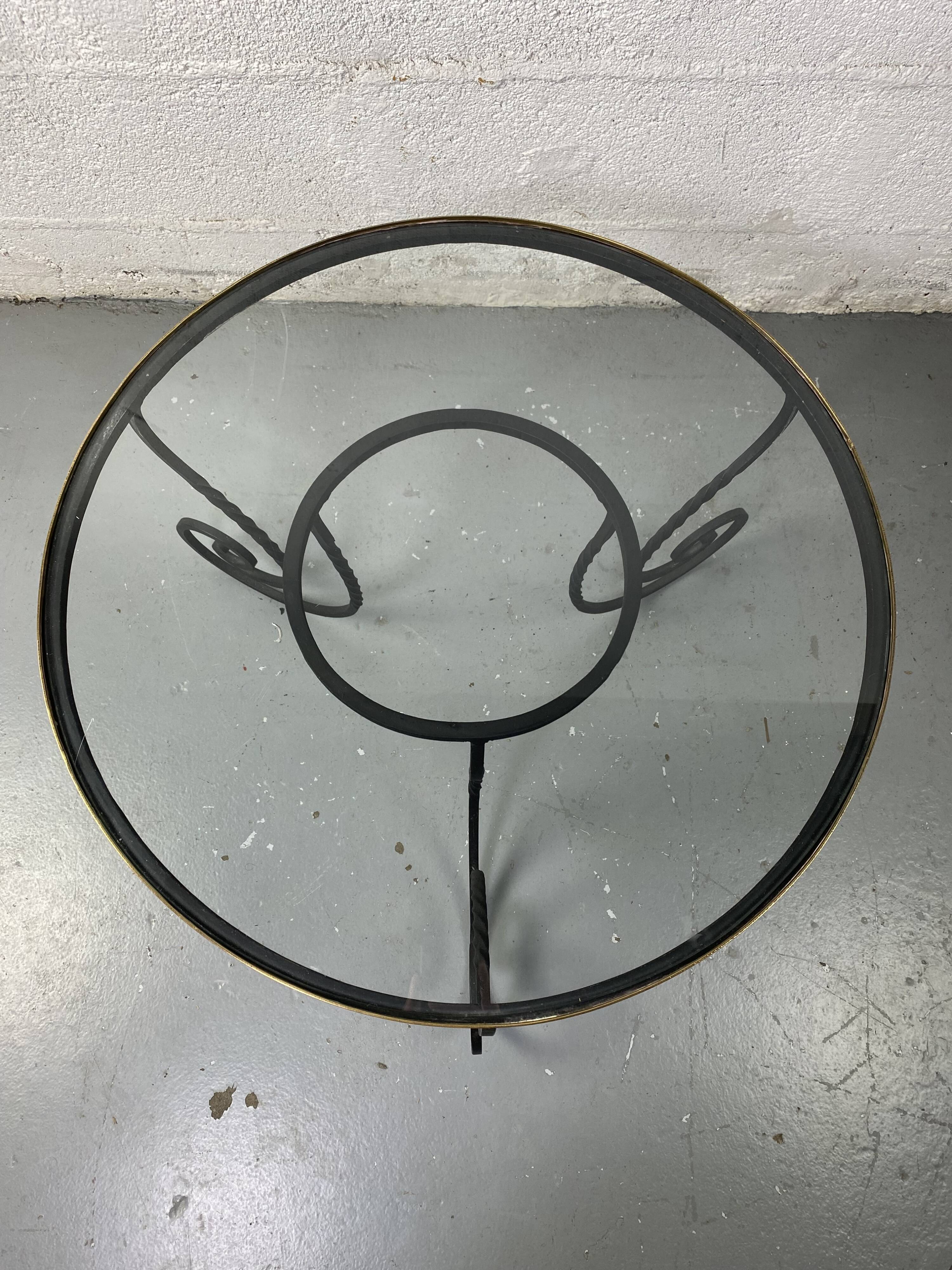 Wrought iron coffee table and glass top