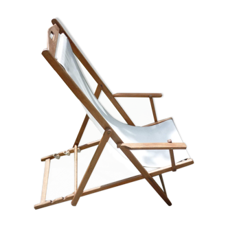 Transat-chaise-chaise longue with vintage armrests