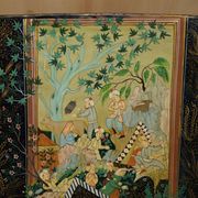 Fauteuil pliant anglo-indien vintage peint à la main