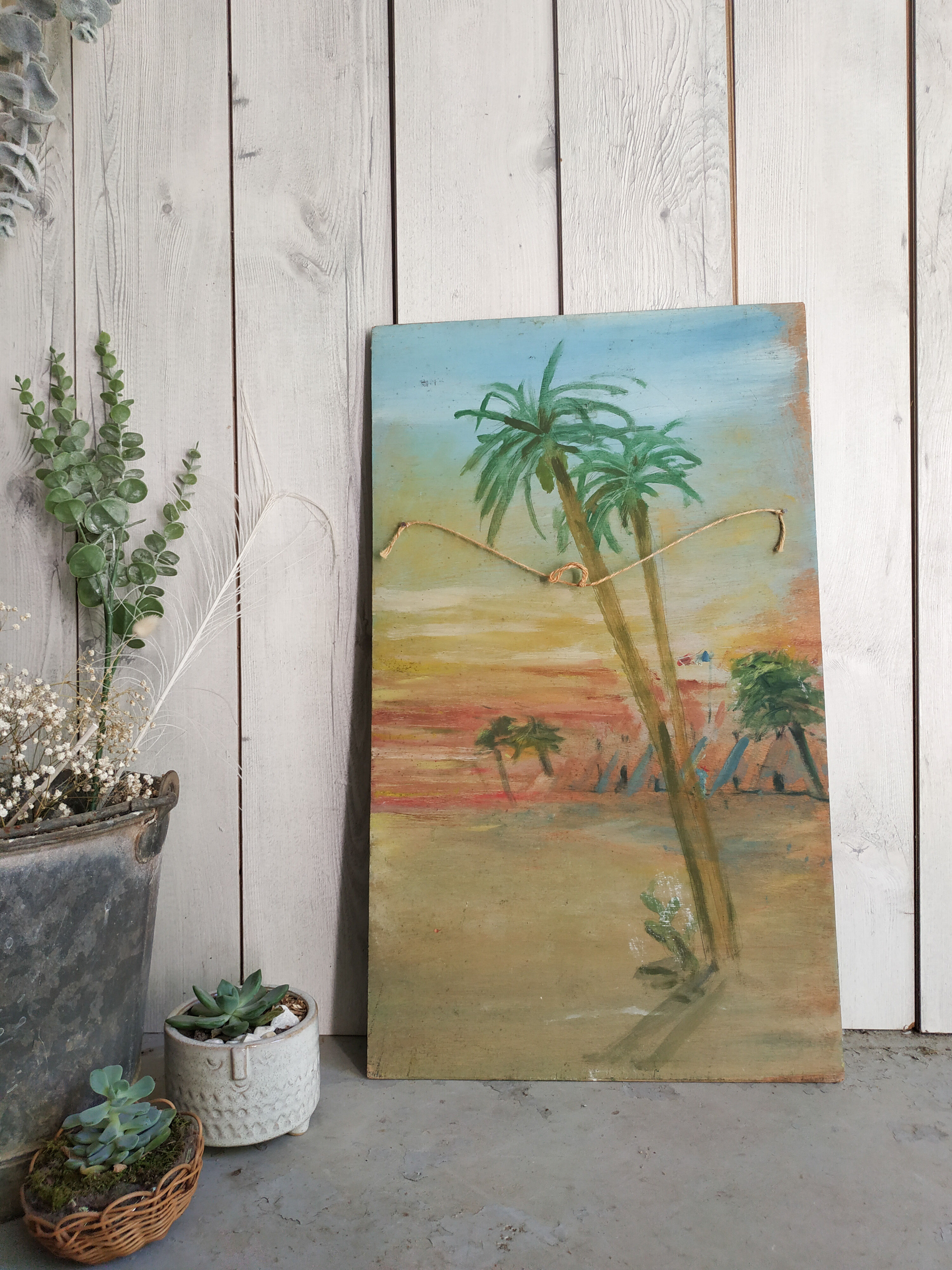 Ancient painting, wood-painted theatre decoration