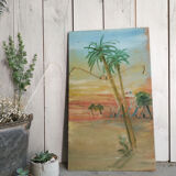 Ancient painting, wood-painted theatre decoration