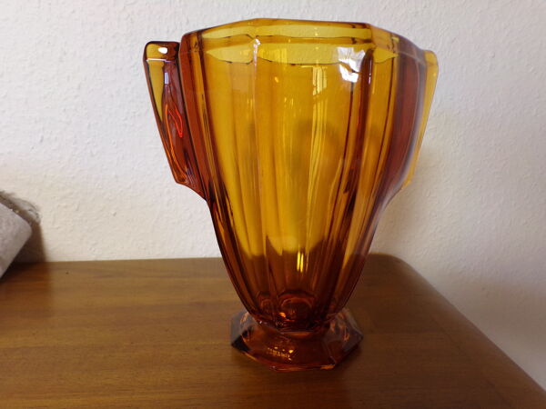 Vase art déco ambre année 30 Republique tchèque
