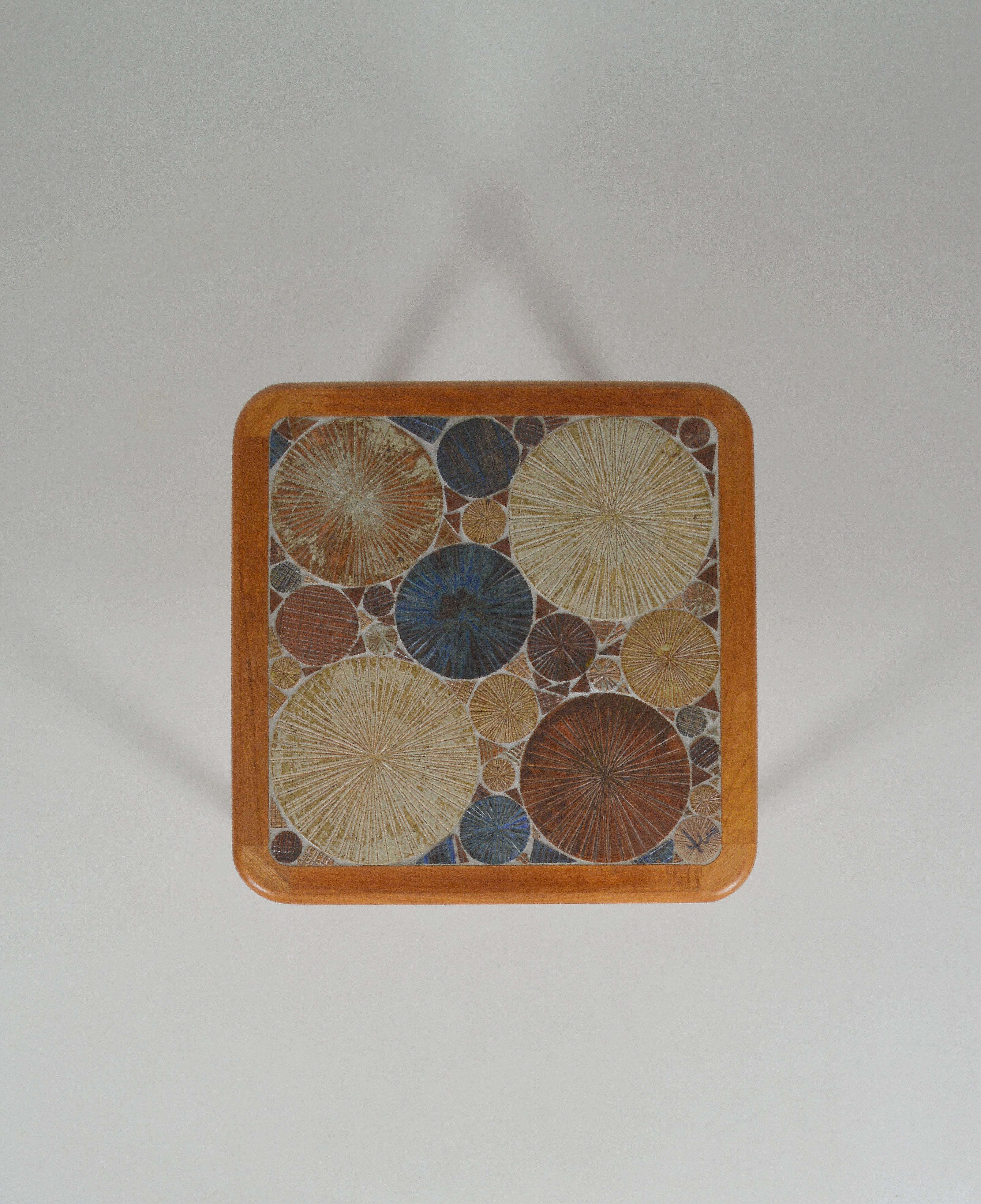 Coffee table with ceramic work by Tue Poulsen for Haslev Møbelsnedkeri, 1960s