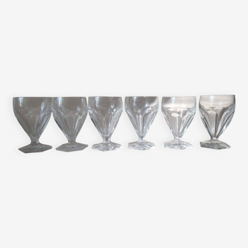 6 Flat rib white wine glasses SAINT LOUIS Poincaré model