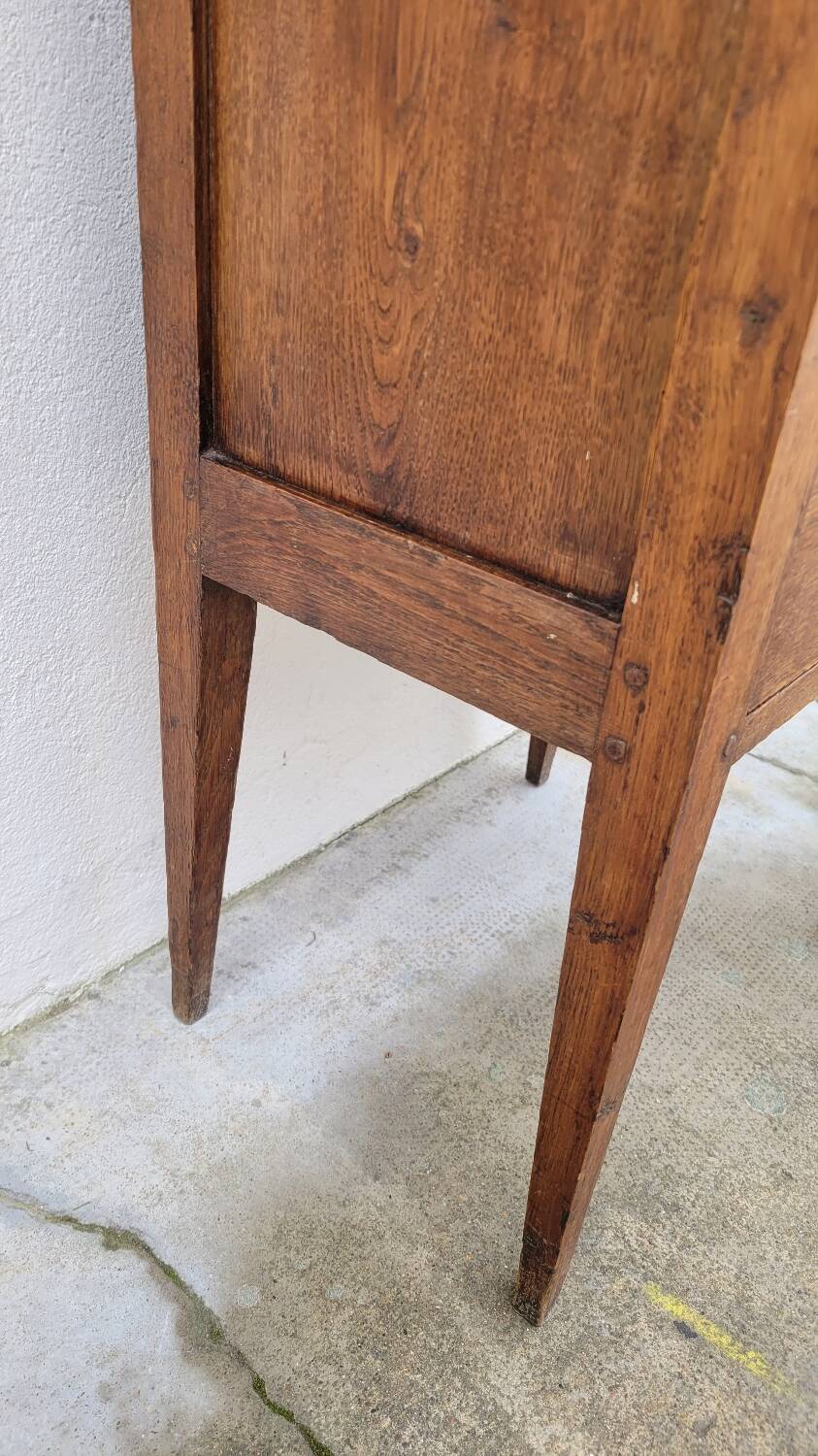 Rustic bedside table in solid oak 2 drawers - 19th