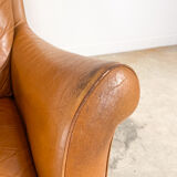 Ensemble de deux fauteuils vintage en cuir de cognac Amsterdam