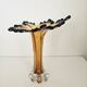 Large vintage amber glass art vase - Height 32cm