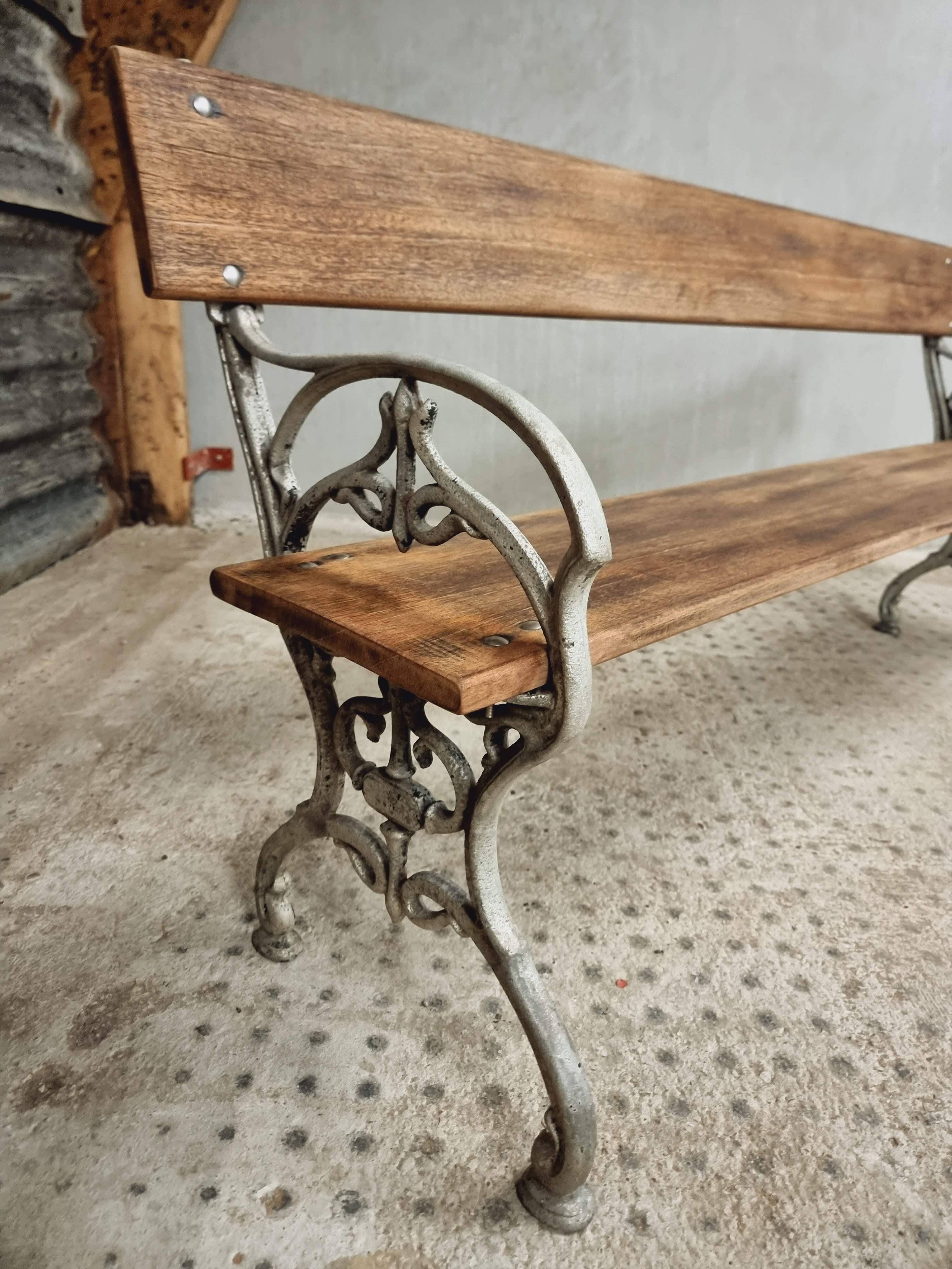 Old garden bench, park bench cast iron with hardwood 170 cm