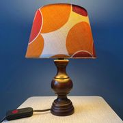 Lampe de table vintage Space Age avec abat-jour textile orange