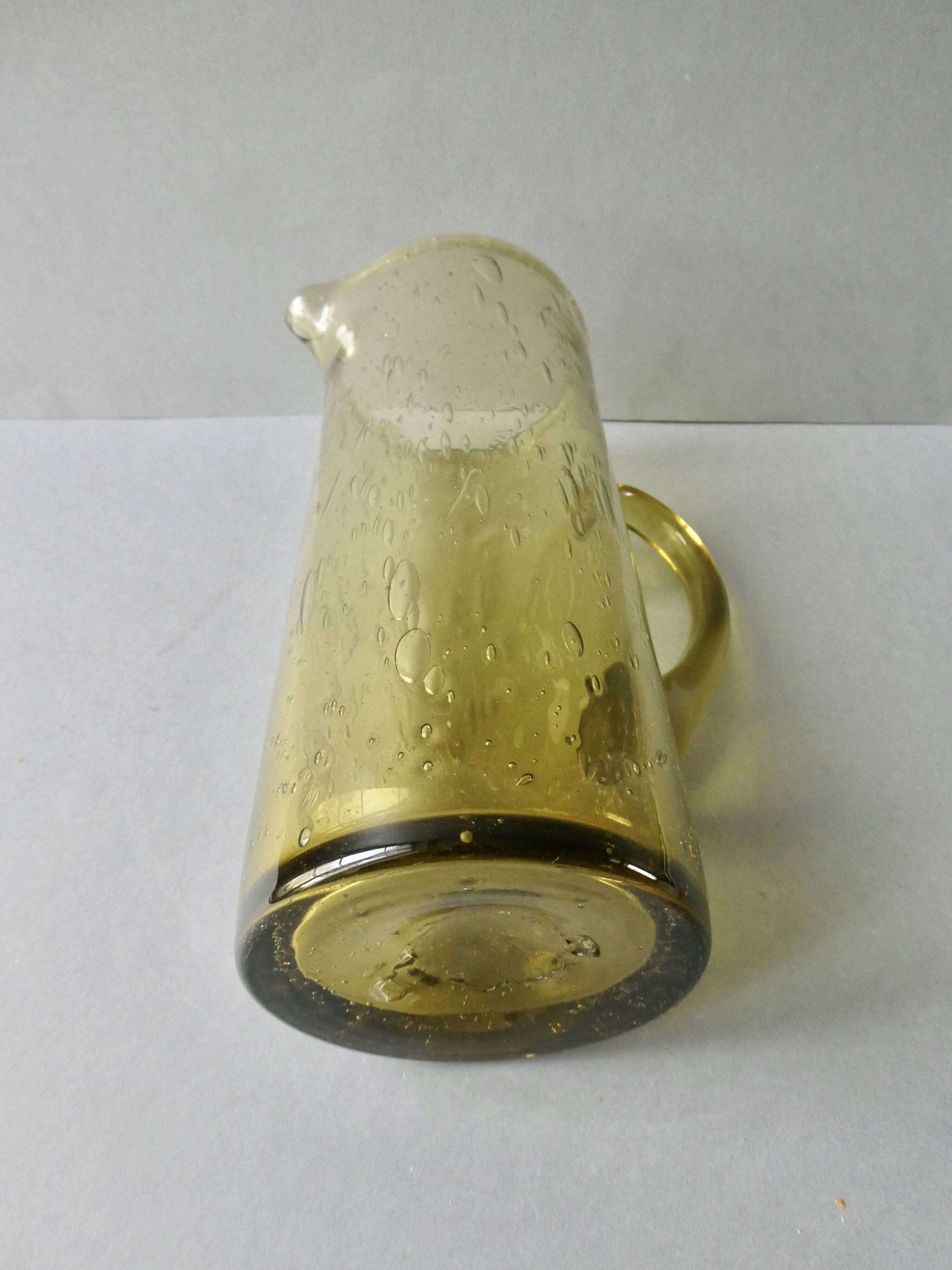 Large bubble glass pitcher from the 70s