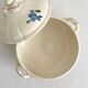Small vintage ivory earthenware tureen with flowers, Digoin Sarreguemines