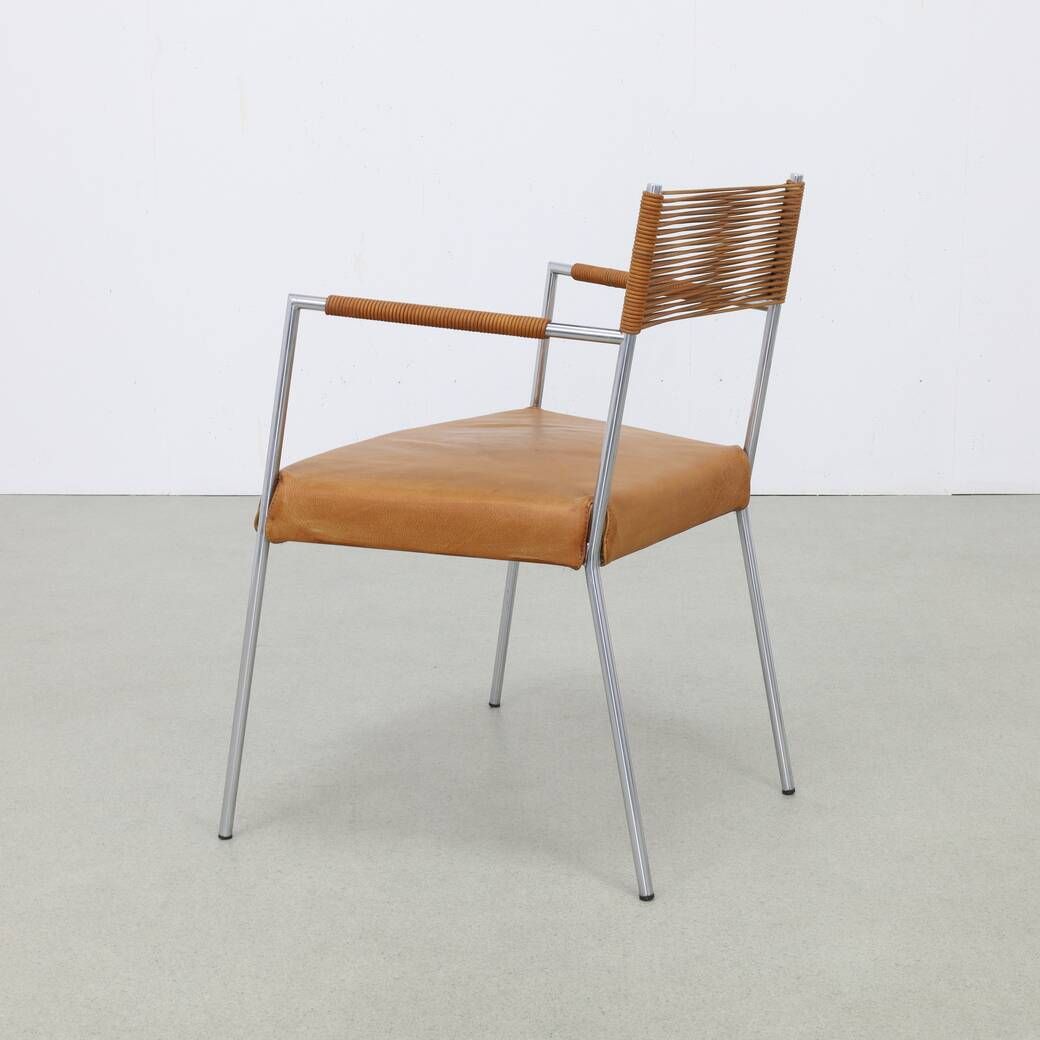 2x Arm Chair in Leather and Stainless steel by Gerard van den Berg, 1990s