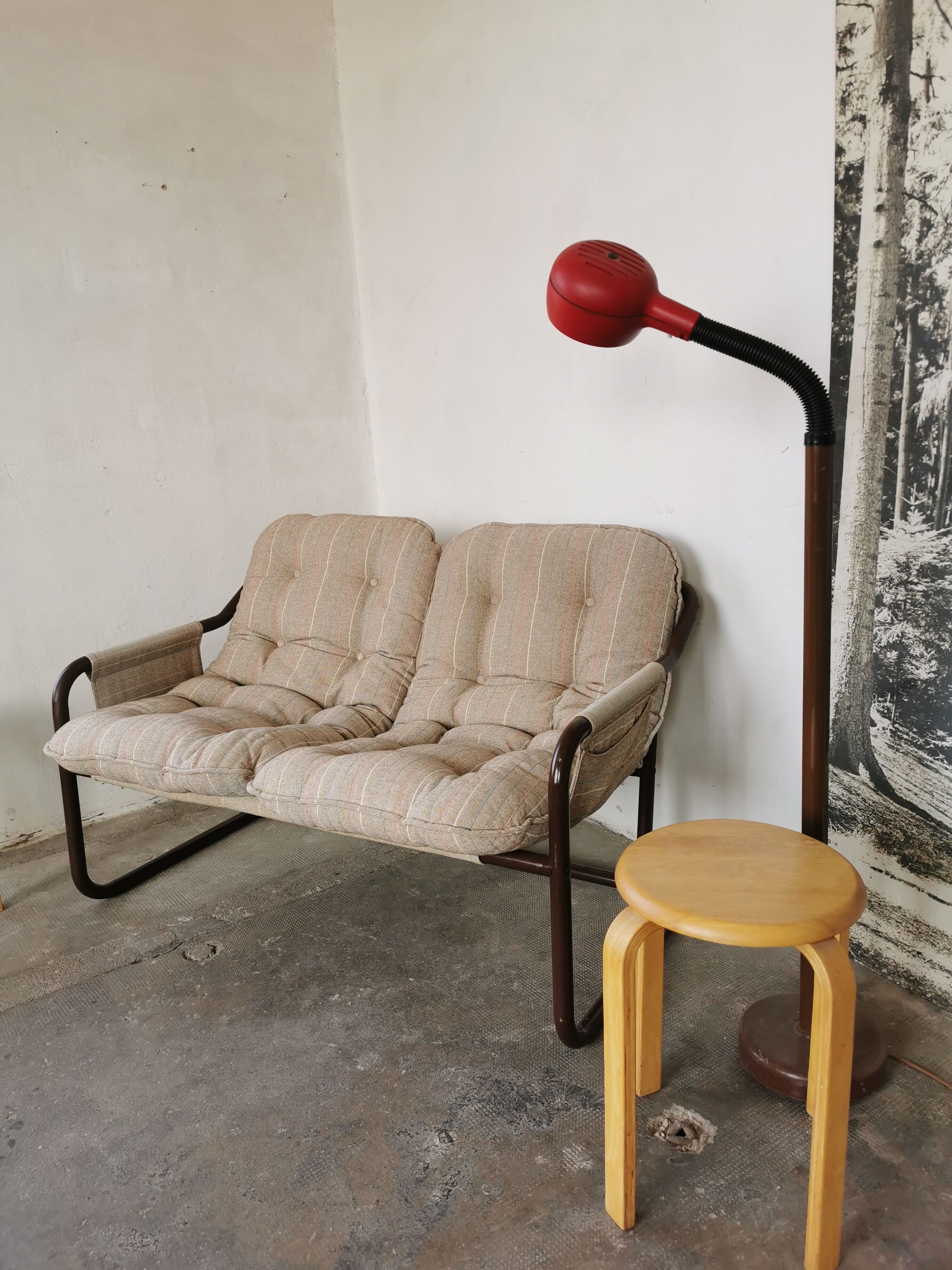 Tubular metal bench from the 80s