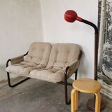 Tubular metal bench from the 80s