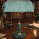 Lampe de bureau vintage en marbre vert et laiton pièce unique artisanale