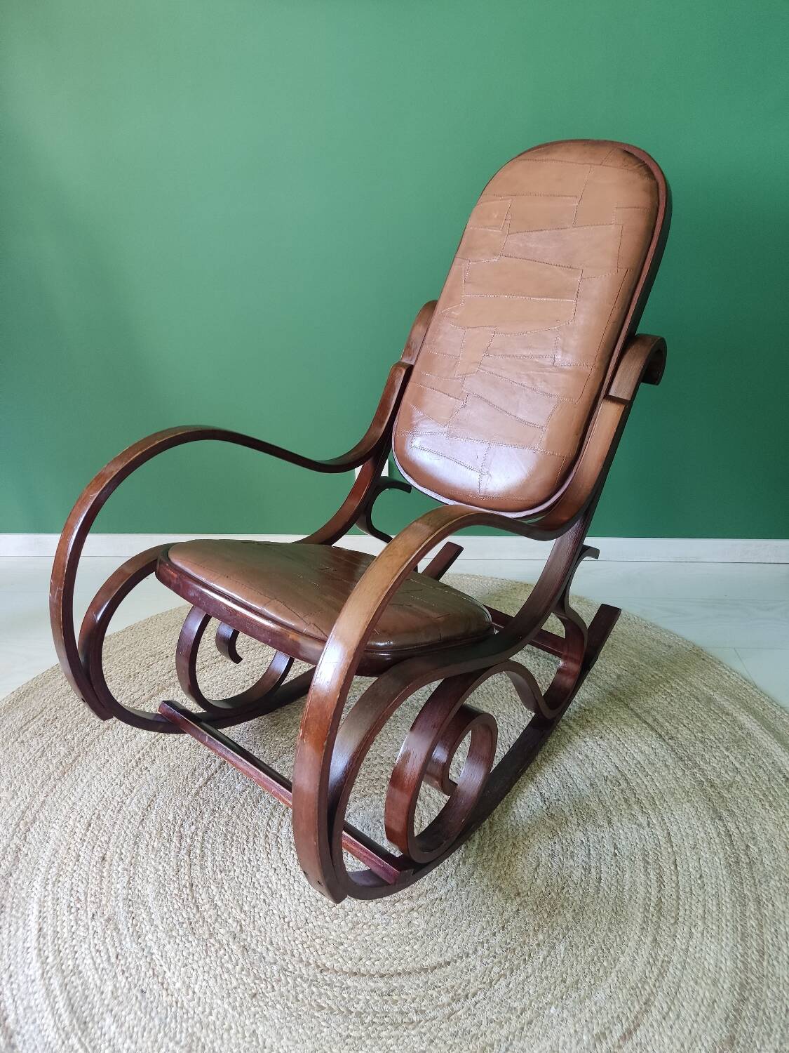 Rocking-chair bois et cuir