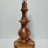 Turned wooden lamp and vintage wood inlay