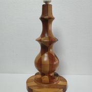 Turned wooden lamp and vintage wood inlay