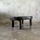 Small old Asian wooden coffee table in Japanese style, kidney-shaped top