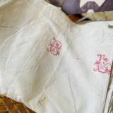 Antique sheet in embroidered hemp linen