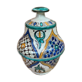 Ancienne Jarre A Beurre Jobbana Maroc Faïence Polychrome XIXÈME Vintage #B082