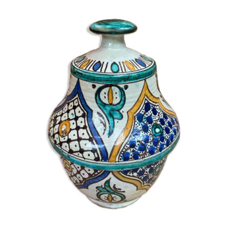 Old Butter Jar Jobbana Morocco Polychrome Earthenware XIXth Century Vintage #B082