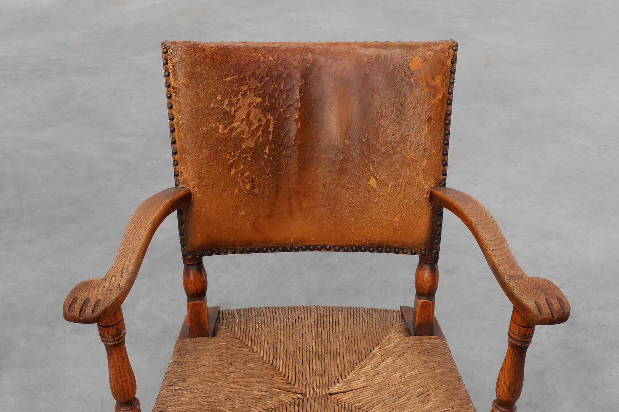 Leather and oak Armchair by Theo Ruth for Artifort, The Netherlands 1940s