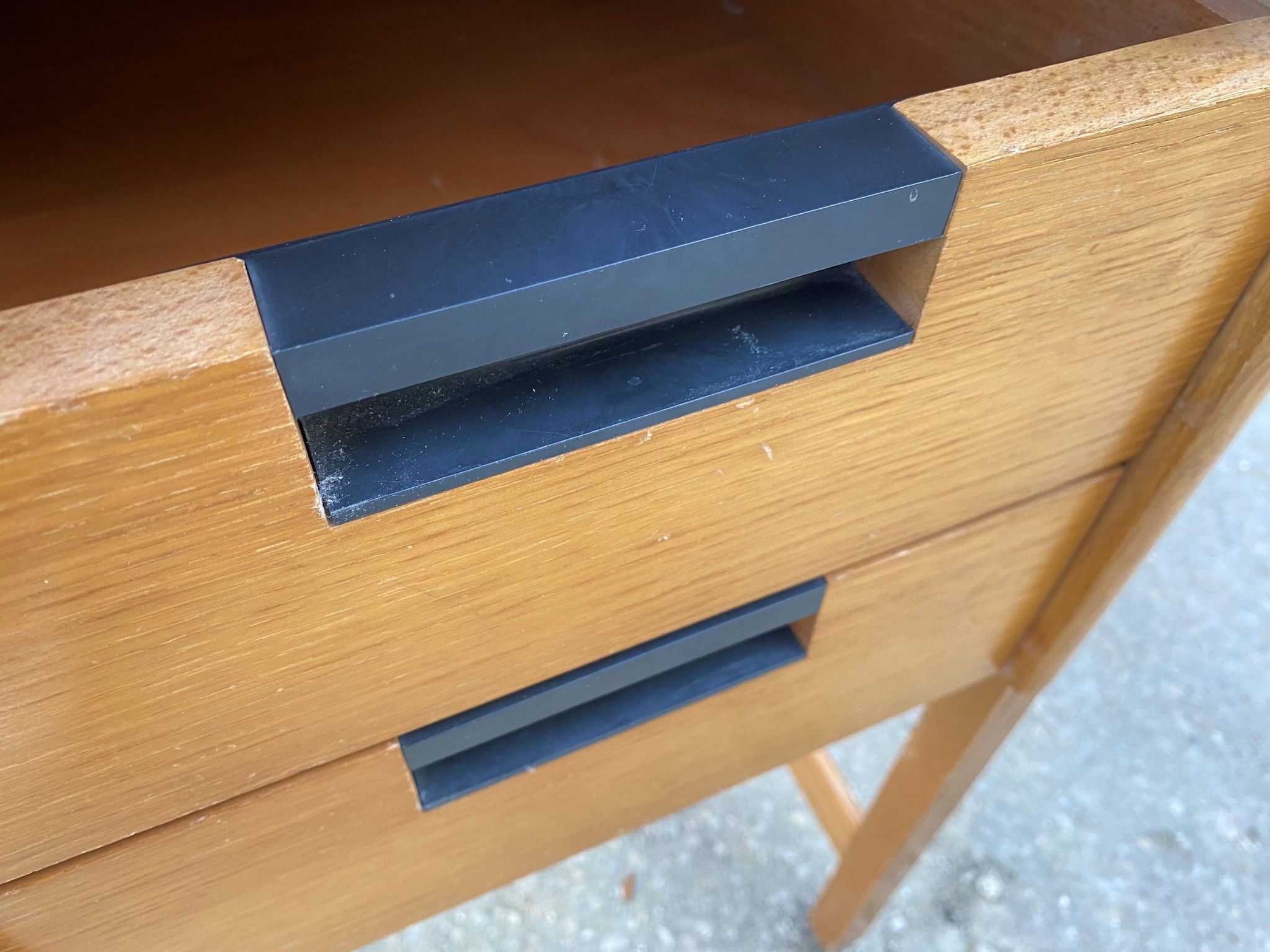 Scandinavian desk in light teak wood with 3 + 1 drawers, vintage from the 60s