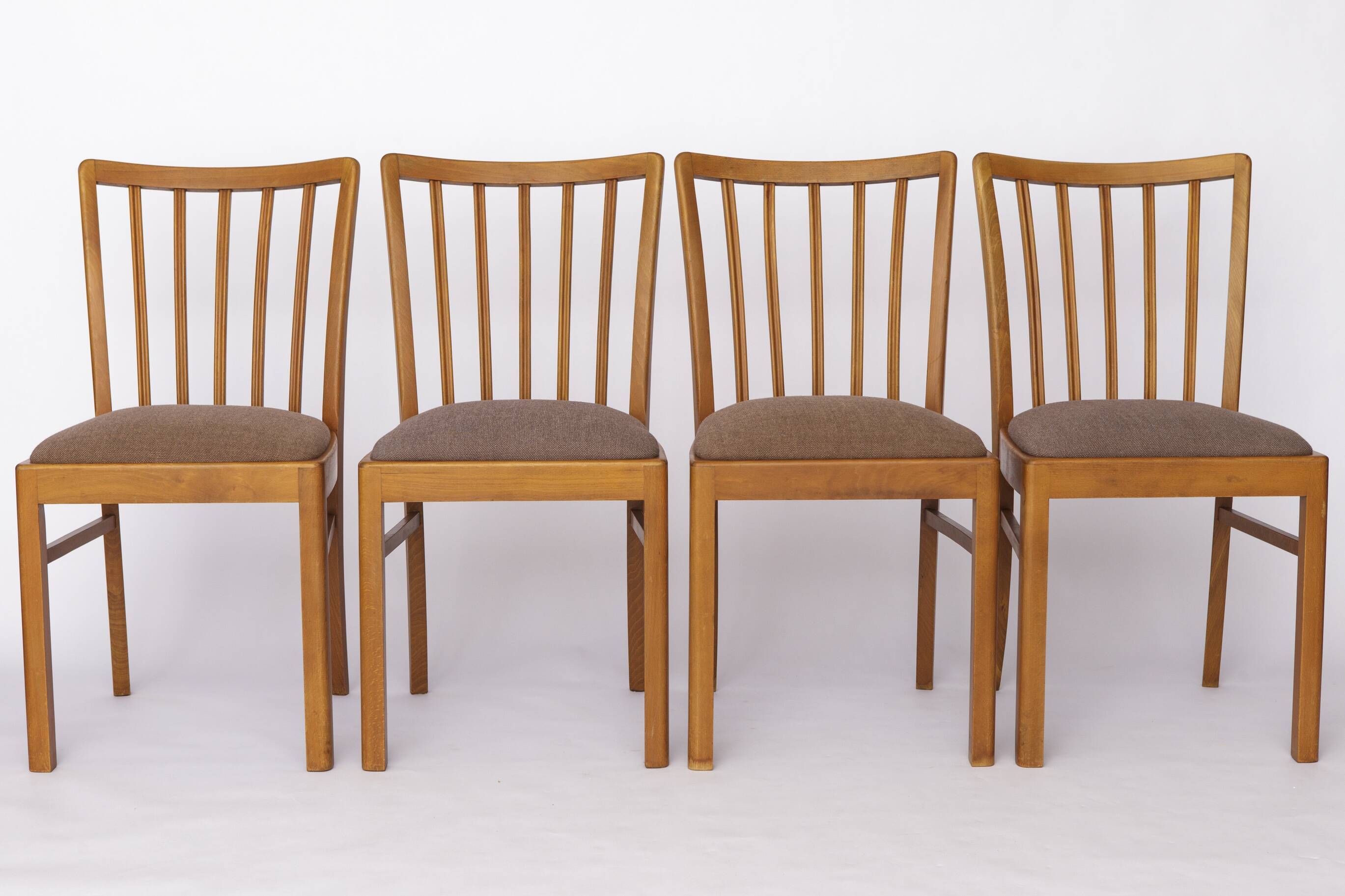 Set of 4 Mid-Century Beech Dining Chair by Stöss, Germany, 1950s–60s – Grey