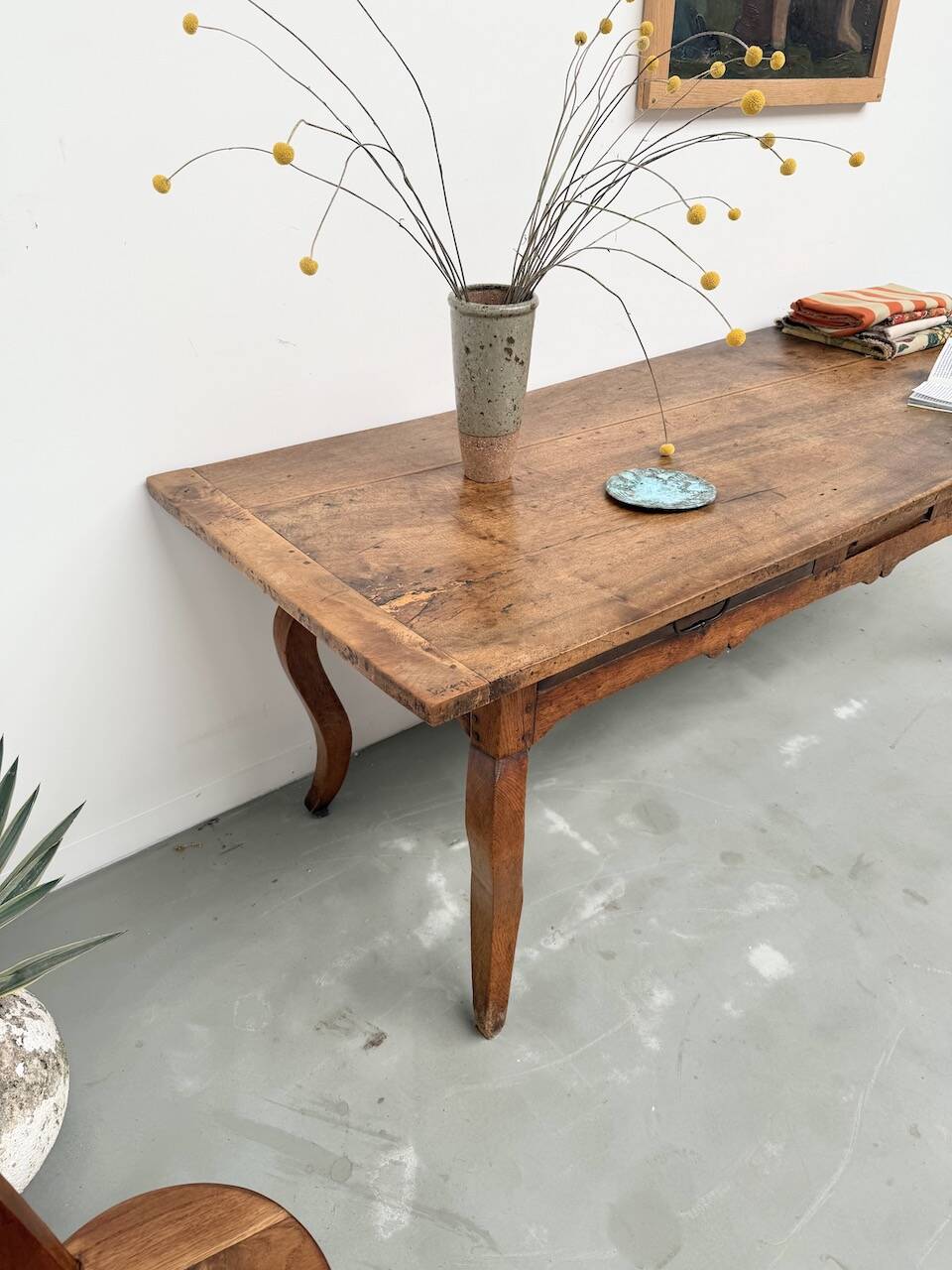 19th century walnut drapery table 2m1