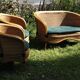 Raush bamboo rattan bench armchairs from the 70s and 80s