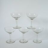 set of 5 engraved crystal champagne glasses 1950